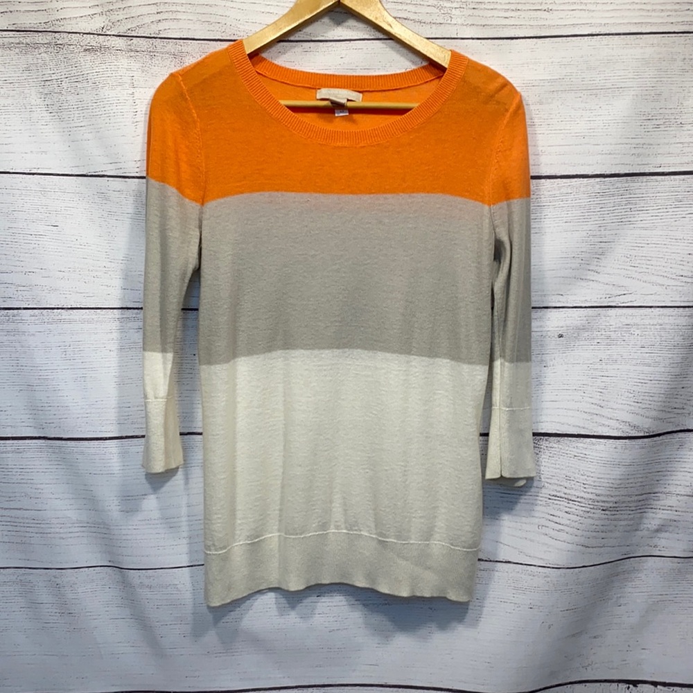 Banana Republic orange cream color block sweater Medium